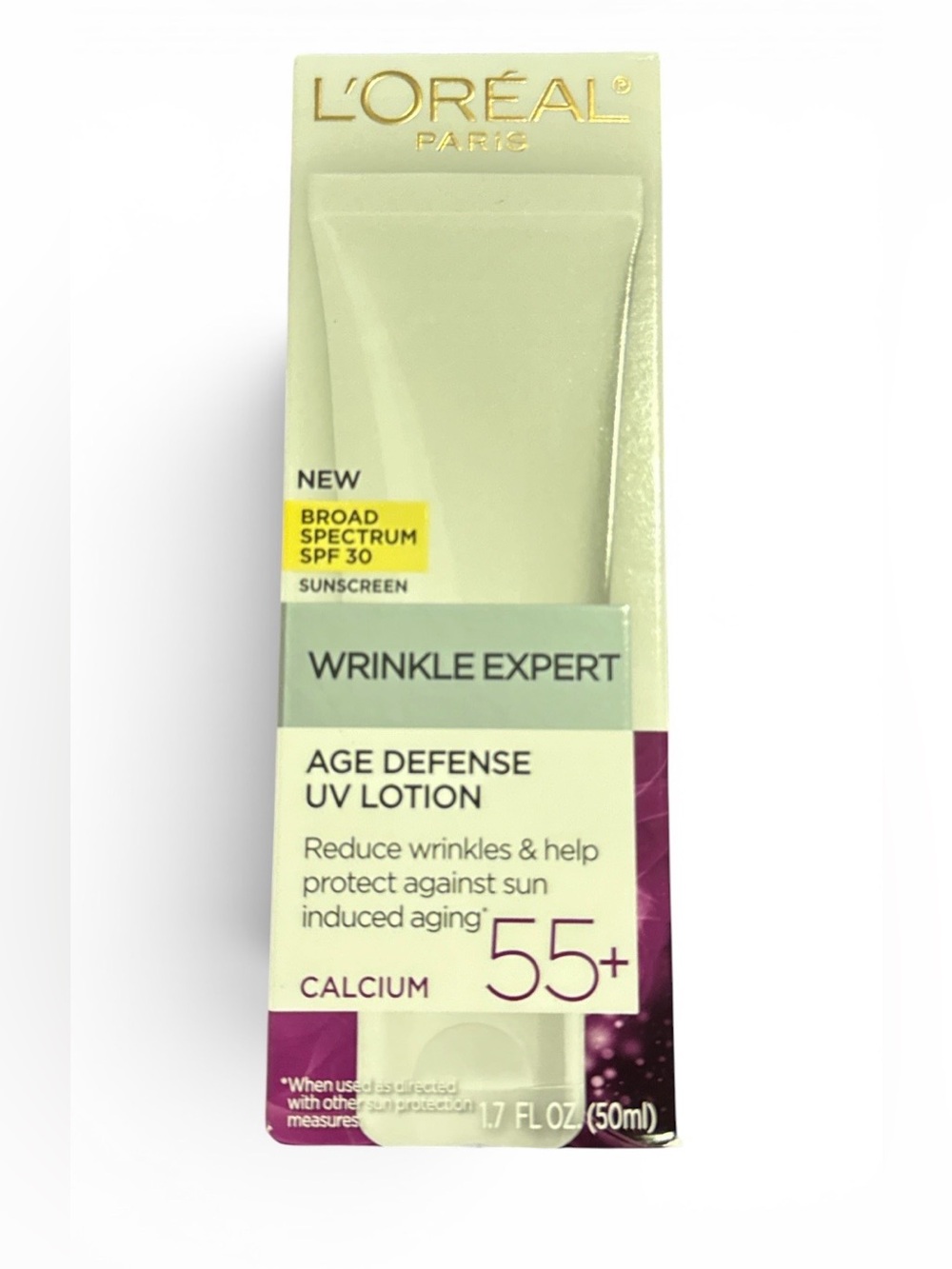 L'Oreal Wrinkle Expert Age Defense UV Lotion - Light Green & Purple Accents